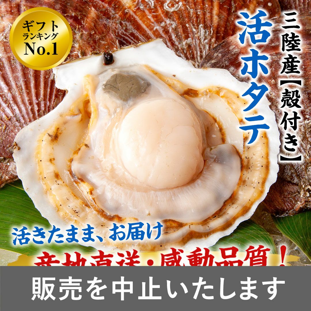 三陸産 殻付き活ホタテ