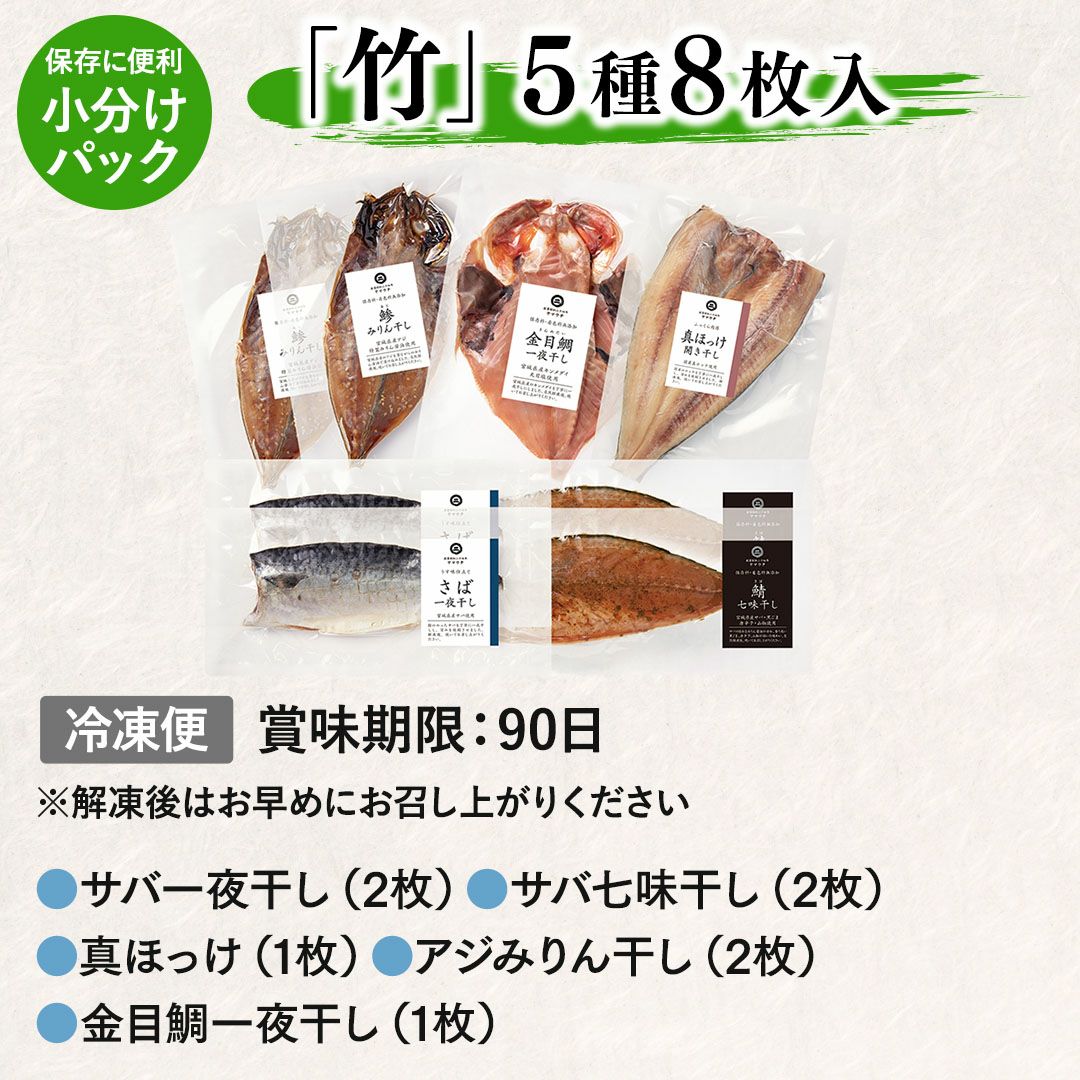 鮮魚店の人気干物セット「竹」